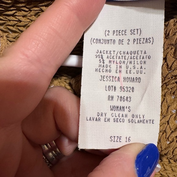 Jessica Howard Vintage Black Multi Sleeveless Dress Lightweight Jacket Sz 16 - Picture 16 of 16